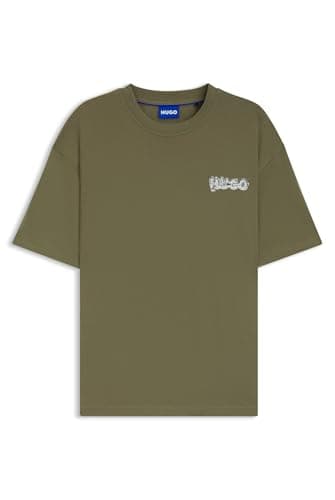 Image of HUGO Mens Nyrotee All-Gender Cotton-Jersey T-Shirt with Logo Prints