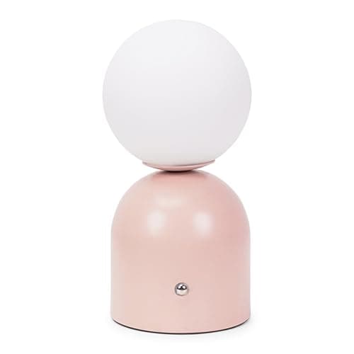 Image of ValueLights | Rechargeable Touch Button Table Lamp with Opal Globe Lampshade, Portable Cordless Light - Blush Pink | Table Lamps & Home Improvements Essential