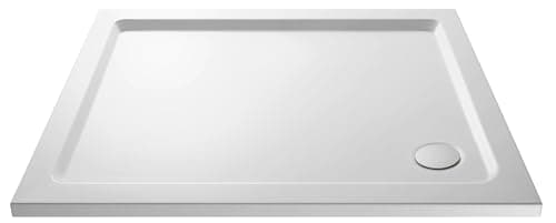 Image of Balterley 1000 x 760 mm Rectangular Shower Tray, Slimline Shower Trays, Durable Stone Resin Base Trays for Bathroom Enclosure Cubicle, Central Waste Rectangular Tray for Wetroom Showers (White)
