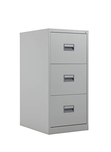 Image of Office Hippo Heavy Duty Steel Filing Cabinet, 3 Drawer Filing Cabinet, Fully Welded Construction with 40kg Drawer Tolerance, Lockable Office Storage, 7 Year Guarantee, Grey