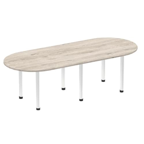 Image of OPO Impulse Freestanding 1800/2400mm Rectangular Boardroom Table Attractive Post Legs | Sturdy Build Weather & Heat Resistant Melamine Finish Table Grey Oak Aluminium 2400