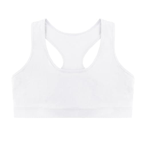 Image of Cretty-Meet Soft and Comfortable Cotton Girls Bra Kids Underwear Sports Training Bra Crop Tops for Teenage Girls 8-16 Years - White