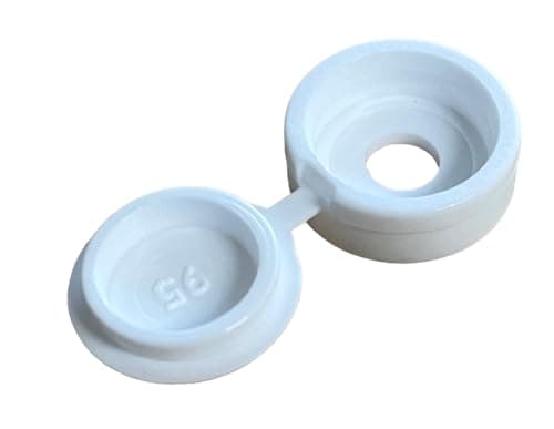 Image of JAM2DAY 50 x Screw Cover Caps for 6-8 Gauge Screws (Metric 3.5 to 4.2), Hinged Type (White)