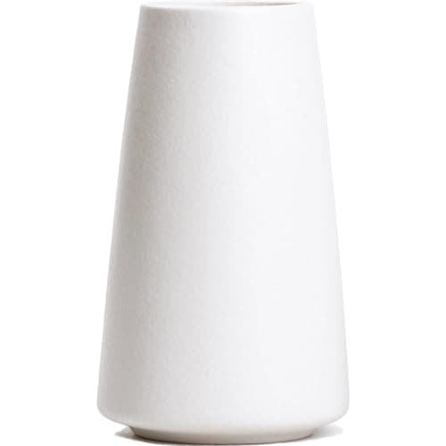 Image of White Vase - 15cm white Ceramic Vases for Flowers, Small Flower vase, Boho vases for Pampas Grass, Modern Vase for Neutral Home Decor, Table Shelf Living Room Farmhouse Decor