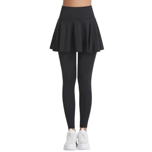 Image of Skirted Legging for Women, Yoga Legging with Skirts &Women Tennis Leggings Summer Vacation Holiday Essential Black