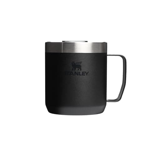 Image of STANLEY 1913 Classic Legendary Camp Travel Mug 0.35L - Keeps 1.5 Hours Hot - 3 Hours Cold - Dishwasher Safe - Stainless Steel Coffee Cup - BPA-Free - Black 2.0