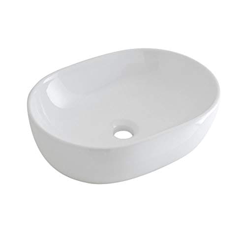 Image of Milano Overton White Ceramic Oval Countertop Bathroom Basin Sink - 480mm x 350mm