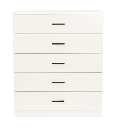Image of URBNLIVING White Wooden Bedroom Furniture Cabinet Chest of Drawers Dressing Table Wardrobe - 5 Draw Cabinet