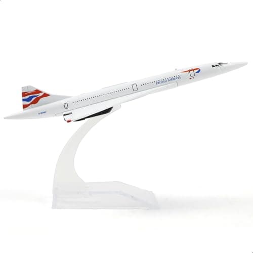 Image of QIYUMOKE Concorde Die-Cast Metal Aircraft Model - 1:400 Alloy Concorde Model Mini Airplane with Stand for Display or Gifts| British Airways