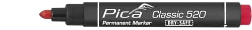 Image of PICA 520/40 Permanent Marker Pen 1-4mm Round Bullet Tip Red Fast Drying