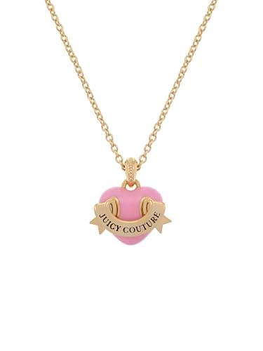 Image of Juicy Couture Enamel Icon Heart Pendant Necklace for Women (Gold/Pink)