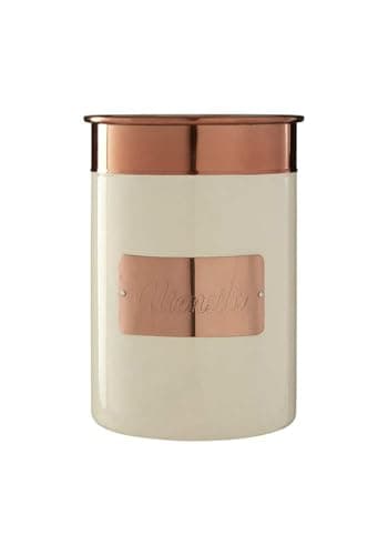 Image of Two-Tone Kitchen Canister Set in Gold and Cream - Airtight Food Storage Container for Tea, Coffee, Sugar & Pantry Organization