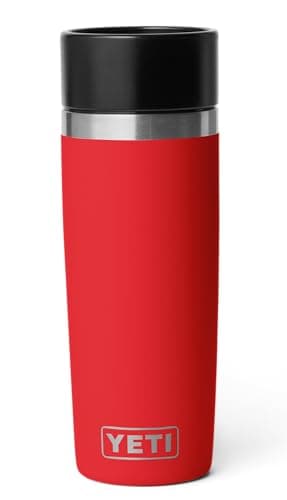 Image of YETI Rambler 16 oz (473 ml) Coffee Travel Bottle with 100% Leakproof Hotshot Commuter Cap, Vacuum Insulated Stainless Steel Tea & Coffee Cup Travel Mug, Rescue Red