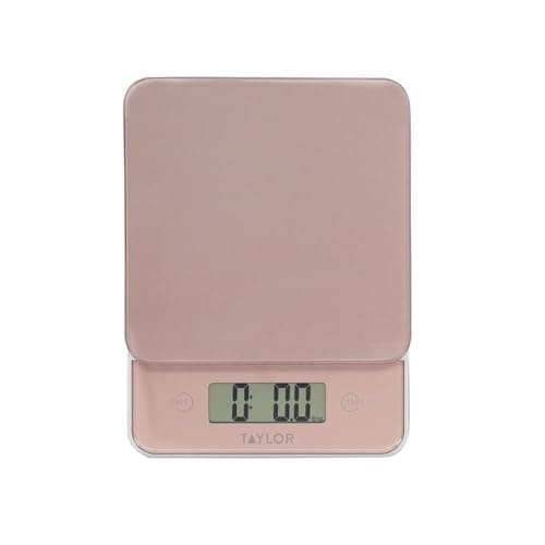 Image of Taylor Digital Glass Kitchen Scales, Stylish Compact Food Weigh Scales with Precision Accuracy and Tare Function, Rose Gold, 5 kg Capacity