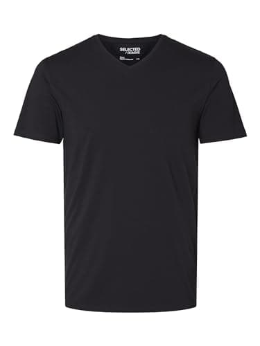 Image of SELECTED HOMME NOS Men's 16073458 T-Shirt Not Applicable, Black (Blackblack), Small