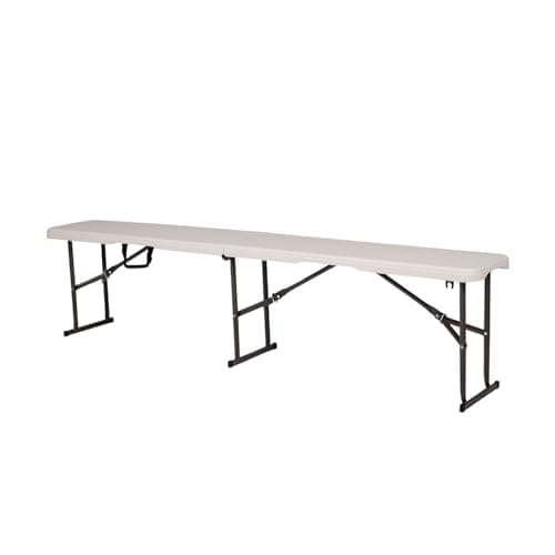 Image of Home Source Folding Bench Pair 6ft – White, Powder Coated Steel Frame | 182W x 28D x 43H cm | Party, Garden, Camping & Indoor Use