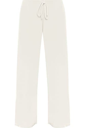 Image of WearAll New Ladies Plus Size Palazzo Trousers Womens Baggy Flared Wide Leg Pants Cream 12/14