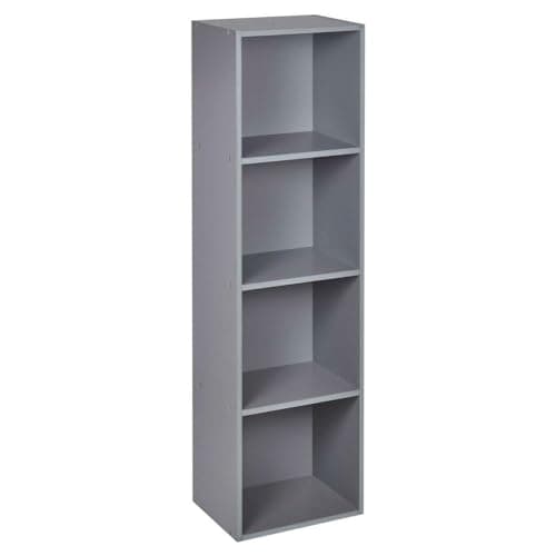 Image of URBNLIVING Tier Wooden Bookcase Shelving Display Storage Shelf Unit Wood Shelves (Grey, 4 Shelf)