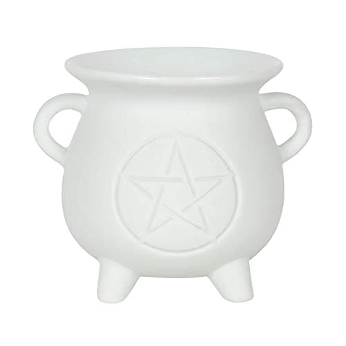Image of White Pentagram Cauldron Oil Burner