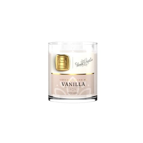 Image of Large Vanilla Candle - Candle Gift for Women & Men with Lid - (280g/60hr) Long Burn Time with Vanilla, Cream & Caramel - Organic & Vegan Scented - Calming & Sweet