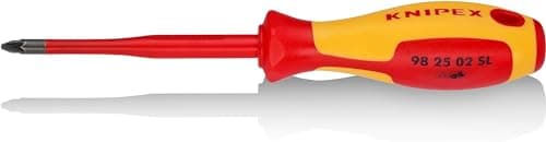 Image of KNIPEX Screwdriver (Slim) for Cross-Recessed Screws Pozidriv Insulating Multi-Component Handle, VDE-Tested 212 mm, 98 25 02 SL