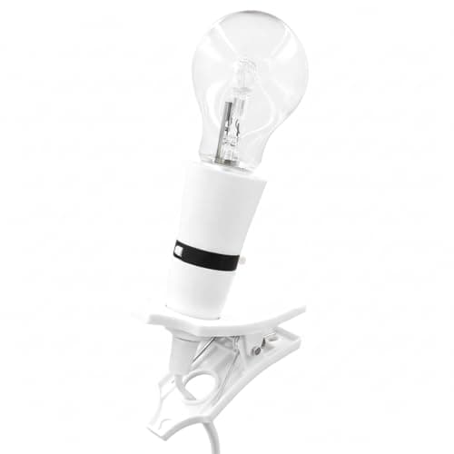 Image of LUXFAB Clip Desk Lamp Holder with UK Plug, On/Off Switch, 2M Cable, Strong Scratch-Free Clip Light Holder Bayonet Bulb Socket Base, White (2-Pack)
