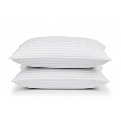 Image of Comfy Nights Pillow 2 Pack Hotel Quality Stripe Bed Pillow Hypoallergenic & Anti Dust Mite Resistant Firm Support Side Sleeper Bounce Back Pillows (Pack of 2)
