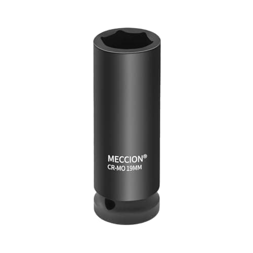 Image of Meccion 1/2 Inch Drive Impact Socket 19mm Heavy Duty Cr-Mo 6 Point Deep Socket, 78mm Length