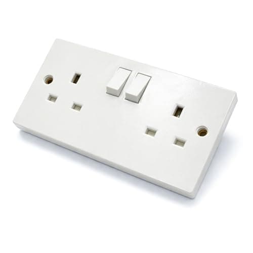 Image of Status 13A Double Gang Switched Wall Socket, UK Plug Socket Faceplate, White, S2G13AWSX4