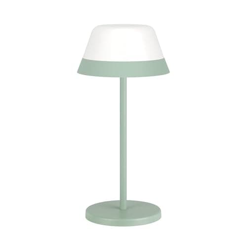 Image of Eglo LED Outdoor Table lamp Meggiano, dimmable Camping lamp, Cordless Outside Garden Light with Hanging lampshade, USB, Plastic in White and Green, Warm White, RGB, IP54