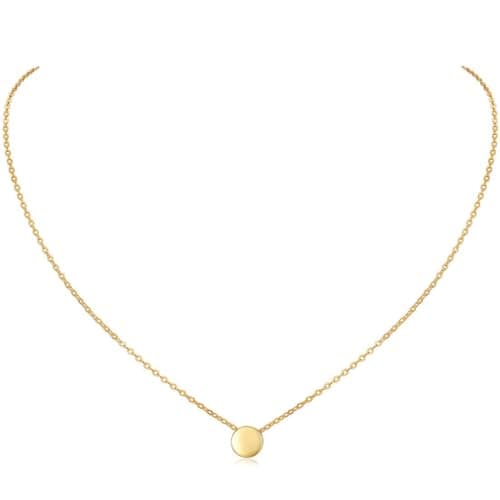 Image of ChicSilver Gold Necklace for Women 925 Sterling Silver Coin Charm Necklaces Hypoallergenic Silver Chocker Chain 40cm+5cm