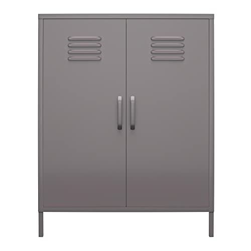 Image of DHP Furniture Bradford 2 Door Metal Storage Cabinet Grey