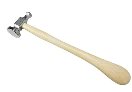 Image of Chasing Hammer Jewellery Tool, 22mm Flat Face Metal Repousse, Silver Smith Metalworking Hammer with Wooden Handle