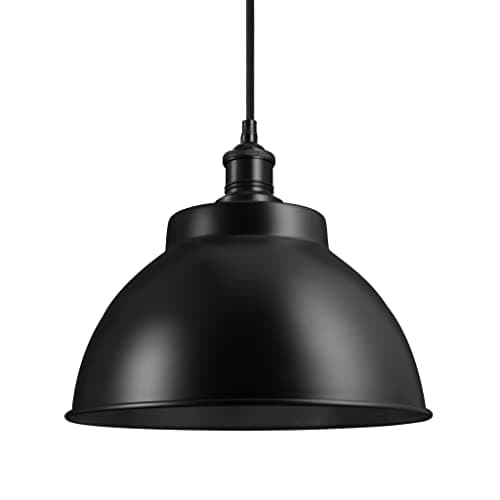 Image of Industville - Brooklyn Dome Pendant - 13 Inch - Ceiling Light - Light Shade - Black Colour - Black Material - 30.5 CM X 33 CM X 33 CM