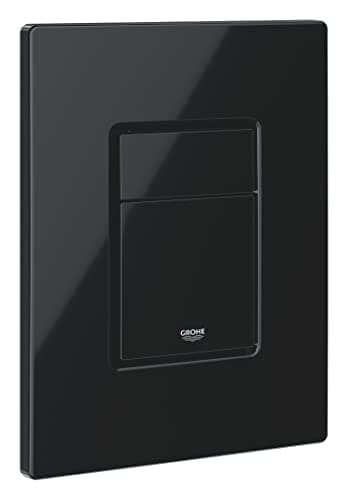 Image of GROHE Even Flush Plate - Toilet Wall Plate for Concealed GD2 Cisterns (Made of ABS, Water Saving Dual Flush with Start and Stop Activation, Easy to Install), Size 156 x 197 mm, Gloss Black 38966KV0