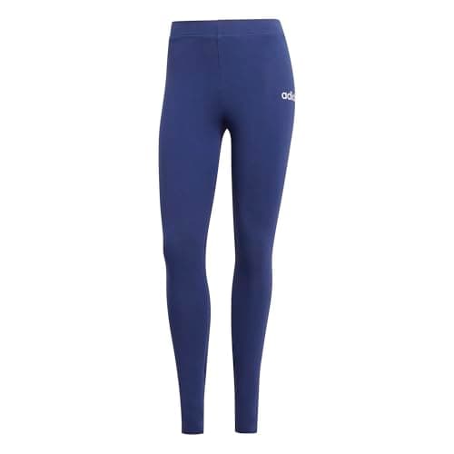 Image of adidas Women's Essentials Linear Cotton Leggings, Dark Blue/White, M