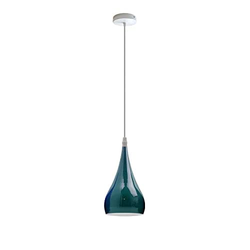 Image of Modern Teardrop Hanging Pendant Light Fitting, Industrial Loft Ceiling Adjustable Lamp Teardrop Metal 16cm Cyan Blue Light Shade, E27 Base Pendant For Cafe Restaurent Living Room Kithcen Island