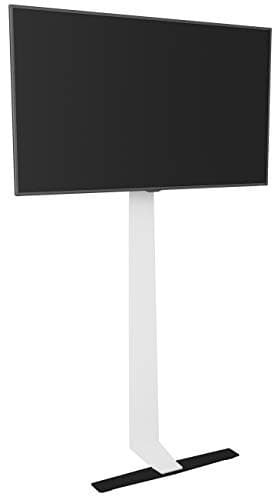 Image of AVF FL601LT Against the Wall Standing TV Mount – Fits up to 80" TVs (60kg Max) – White & Black Freestanding Tilt Bracket – Cable Management – Easy to Install – Ideal for Renters