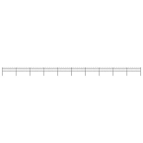 Image of vidaXL Garden Fence with Hoop Top Steel 1781.5x60 cm Black