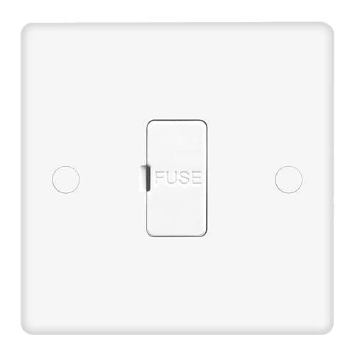Image of EVOGES Vector 13A Unswitched Fused Connection Unit, White, UK FCU Spur Plate, 13A Fuse Included, Screw Caps Supplied