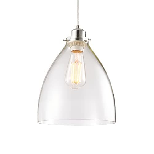 Image of National Lighting Cole Modern Clear Glass & Chrome Indoor E27/B22 Pendant Ceiling Light Shade