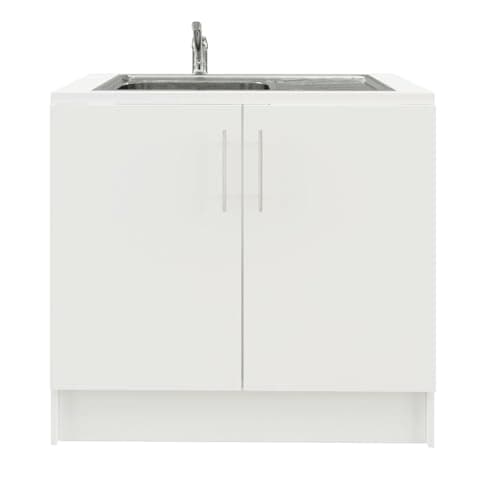 Image of JD Greta 1000mm Utility Room Sink Unit with Tap, Kitchen Base Cabinet - White Matt