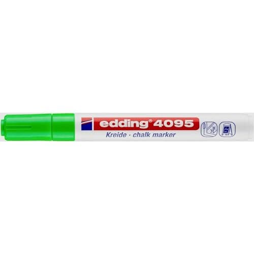 Image of edding 4095 Chalk Marker - Light-Green - 1 Chalk Pen - Round Tip 2-3 mm - Medium-Tipped wet wipe Pen for Chalkboards, windows, Glass, mirrors - liquid Chalk Marker Pens for opaque coverage