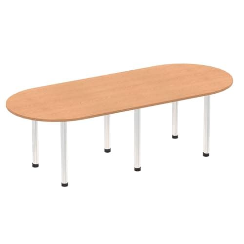 Image of OPO Impulse Freestanding 1800/2400mm Rectangular Boardroom Table Attractive Post Legs | Sturdy Build Weather & Heat Resistant Melamine Finish Table Oak Aluminium 2400