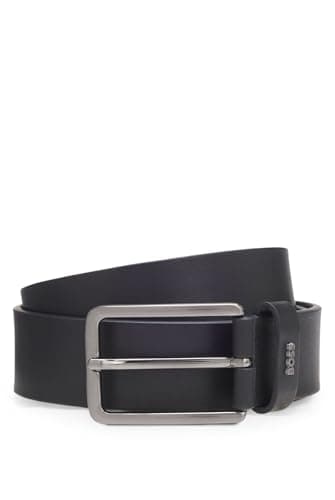 Image of BOSS Mens Calis-Logo Sz35 Leather belt with logo-lettering keeper