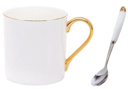Image of YBK Tech Bone China Porcelain Tea Cup, 12oz Coffee Mug for Home Kitchen Office - Pure White