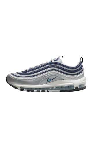 Image of NIKE Men's Air Max 97 Trainers, Metallic Silver Chlorine Blue, 5.5 UK