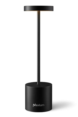 Image of Nexlum Touch Wireless Table Lamp – Rechargeable LED Night Light, Dimmable Warm White 3500K, Cordless Bedside & Ambient Mood Lamp for Bedroom, Living Room, Bar & Restaurant (Black)