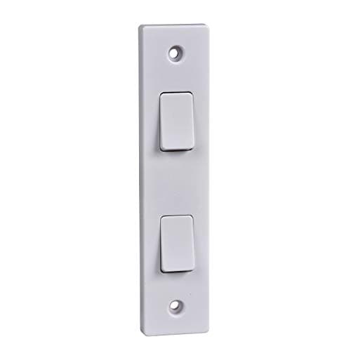 Image of Invero 2 Gang 2 Way Electric Architrave Narrow Light Switch White Rocker 10 Amp