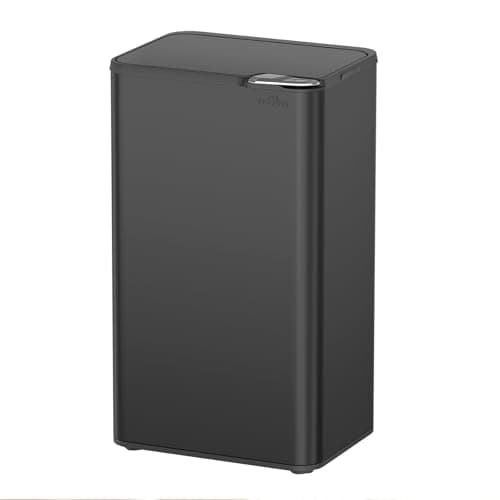 Image of mVm Kitchen Bin, 80L Rubbish Bin, Stainless Steel Push Top waste bin with Lid,Fingerprint-Proof, Odour Seal, Large Capacity for Home Kitchen & Commercial Use (Black, 80L)